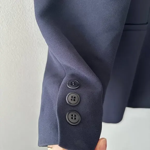Vintage Casual Corner Blazer Women's 6 Navy Lined Notch Collar Office Jacket - Picture 7 of 8